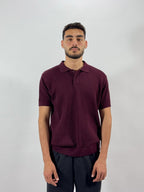Openwork knitted cotton polo shirt