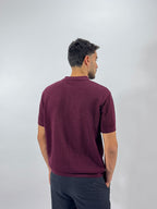Openwork knitted cotton polo shirt