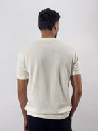 Openwork knitted cotton polo shirt