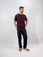 Openwork knitted cotton polo shirt