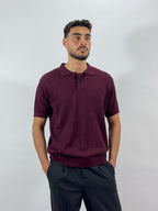 Openwork knitted cotton polo shirt